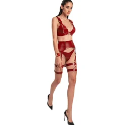 Belarex - Rome Suspender Belt - Dark Red - Suspender Belt - Lingerie - Luxury Exclusive Collection - Avvenice