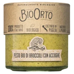 BioOrto - Organic Broccoli Pesto with Anchovies - Organic Preserved Foods - 180 g - Avvenice