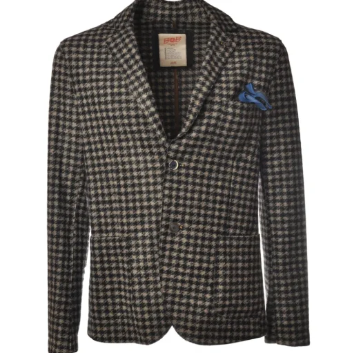 BoB Company - Single-Breasted Jacket in Piedepull Pattern - Black/Beige - Jacket - Made in Italy - Luxury Exclusive Collection - Avvenice