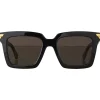 Bottega Veneta - Acetate Square Oversize Sunglasses - Black Grey - Sunglasses - Bottega Veneta Eyewear - Avvenice