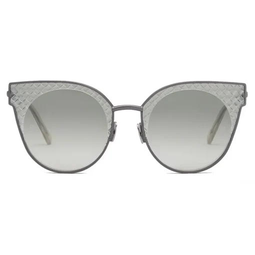 Bottega Veneta - Cross Metal Cat Eye Sunglasses - Ruthenium Green - Sunglasses - Bottega Veneta Eyewear - Avvenice