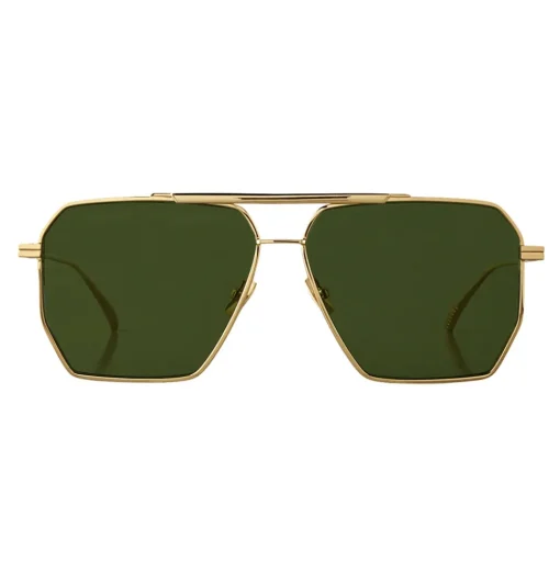 Bottega Veneta - Metal Aviator Sunglasses - Gold Green - Sunglasses - Bottega Veneta Eyewear - Avvenice