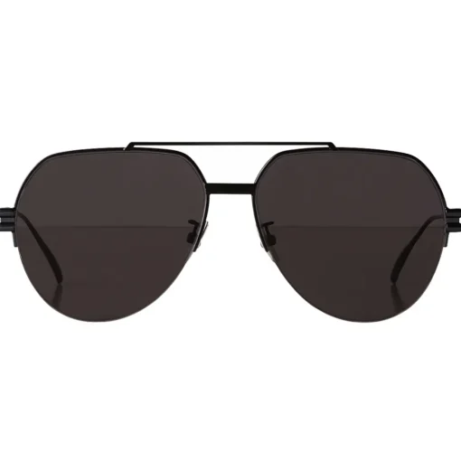 Bottega Veneta - Metal Aviator Sunglasses - Grey Black - Sunglasses - Bottega Veneta Eyewear - Avvenice