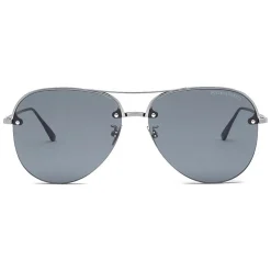 Bottega Veneta - Metal Aviator Sunglasses - Ruthenium Black Blue - Sunglasses - Bottega Veneta Eyewear - Avvenice