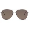 Bottega Veneta - Metal Aviator Sunglasses - Silver Brown - Sunglasses - Bottega Veneta Eyewear - Avvenice