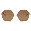 Bottega Veneta - Metal Hexagonal Oversize Sunglasses - Gold Green - Sunglasses - Bottega Veneta Eyewear - Avvenice