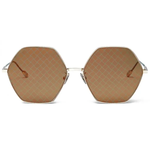 Bottega Veneta - Metal Hexagonal Oversize Sunglasses - Gold Green - Sunglasses - Bottega Veneta Eyewear - Avvenice