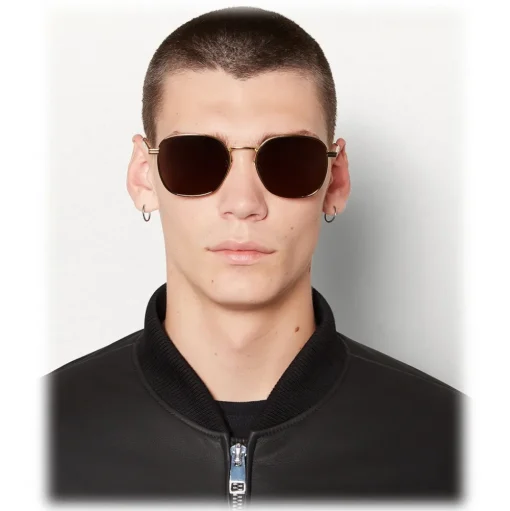 Bottega Veneta - Metal Square Sunglasses - Gold Brown - Sunglasses - Bottega Veneta Eyewear - Avvenice