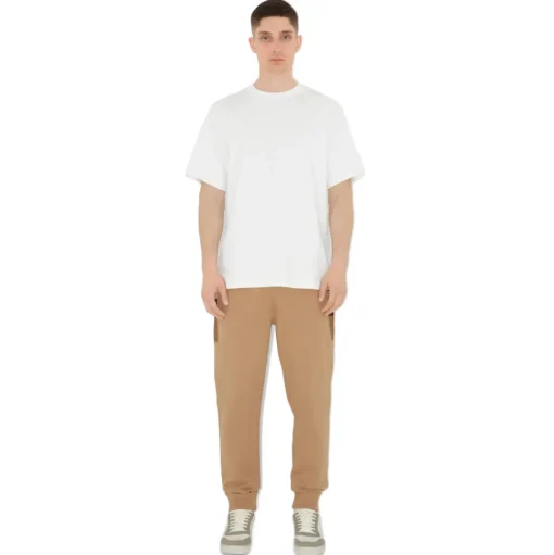 Burberry - Check Panel Cotton Blend Jogging Pants - Camel - Exclusive Burberry Collection - Avvenice