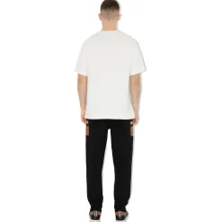 Burberry - Check Panel Cotton Blend Jogging Pants - Black / Birch Brown - Exclusive Burberry Collection - Avvenice