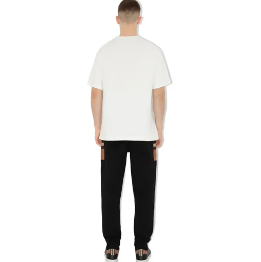 Burberry - Check Panel Cotton Blend Jogging Pants - Black / Birch Brown - Exclusive Burberry Collection - Avvenice