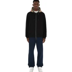 Burberry - Cotton Blend Hooded Sweatshirt with Tartan Pattern - Black / Birch Brown - Exclusive Burberry Collection - Avvenice