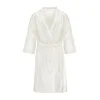 by Dariia Day - Long Silk Robe - Powder White - Fashion - New Collection - Mulberry Silk - Artisan Silk Robe - Luxury - Avvenice