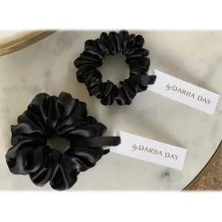 by Dariia Day - Silk Scrunchie - Midnight Black - Fashion - Accessories - Mulberry Silk - Artisan Silk Scrunchie - Luxury - Avvenice