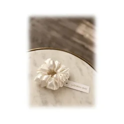 by Dariia Day - Silk Scrunchie - Powder White - Fashion - Accessories - Mulberry Silk - Artisan Silk Scrunchie - Luxury - Avvenice
