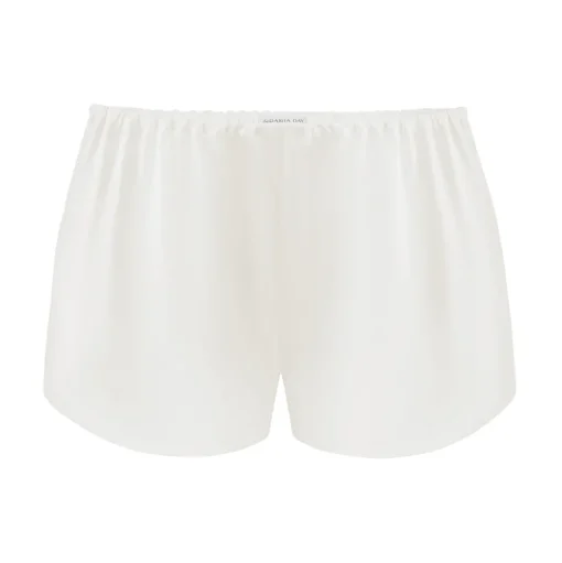 by Dariia Day - Silk Shorts - Powder White - Fashion - New Collection - Mulberry Silk - Artisan Silk Shorts - Luxury - Avvenice