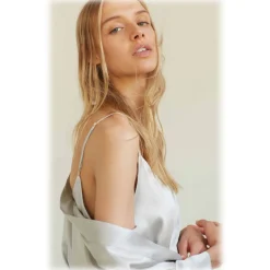 by Dariia Day - Silk Top - Silver Grey - Fashion - New Collection - Mulberry Silk - Artisan Silk Top - Luxury - Avvenice