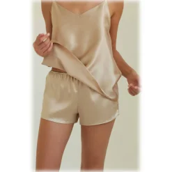 by Dariia Day - Silk Top - French Beige - Fashion - New Collection - Mulberry Silk - Artisan Silk Top - Luxury - Avvenice