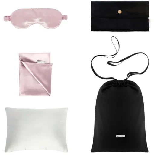 by Dariia Day - Silk Travel Set - Blush Pink - Fashion - New Collection - Mulberry Silk - Artisan Silk Travel Set - Luxury - Avvenice