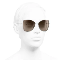 Chanel - Butterfly Sunglasses - Dark Silver Brown - Chanel Eyewear - Avvenice