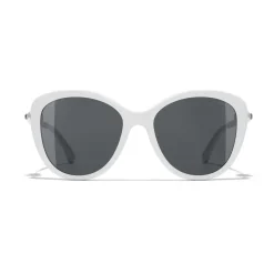 Chanel - Butterfly Sunglasses - White Gray - Chanel Eyewear - Avvenice