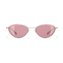 Chanel - Cat Eye Sunglasses - Silver Burgundy - Chanel Eyewear - Avvenice