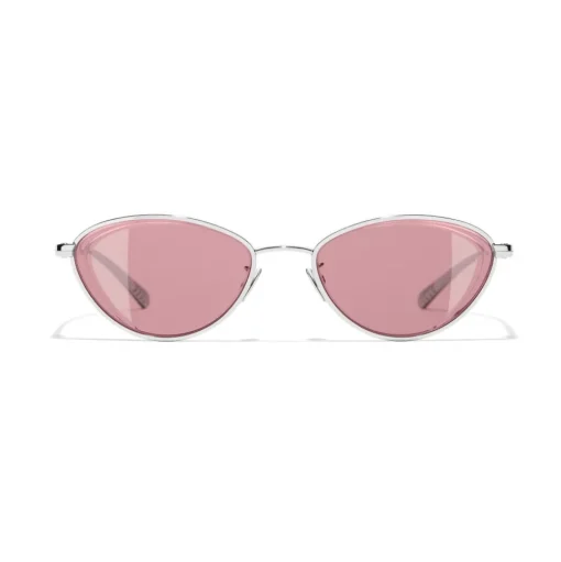 Chanel - Cat Eye Sunglasses - Silver Burgundy - Chanel Eyewear - Avvenice