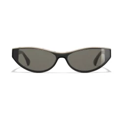 Chanel - Cat Eye Sunglasses - Black Beige Brown - Chanel Eyewear - Avvenice