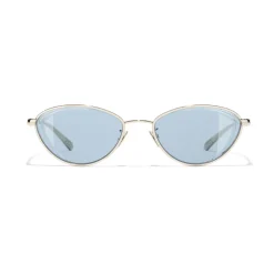 Chanel - Cat Eye Sunglasses - Gold Light Blue - Chanel Eyewear - Avvenice