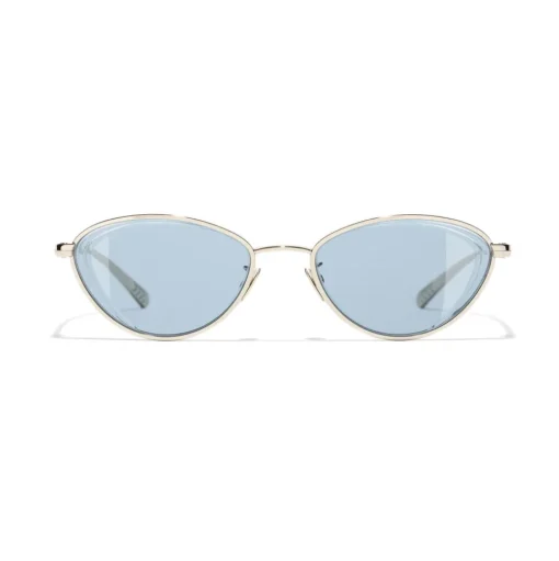 Chanel - Cat Eye Sunglasses - Gold Light Blue - Chanel Eyewear - Avvenice