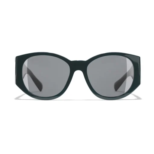 Chanel - Oval Sunglasses - Dark Green Gray - Chanel Eyewear - Avvenice