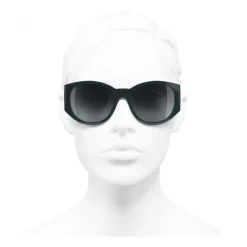 Chanel - Oval Sunglasses - Dark Green Gray - Chanel Eyewear - Avvenice
