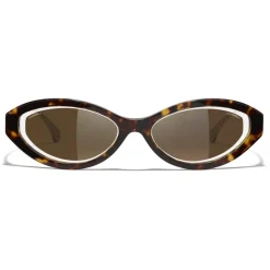 Chanel - Oval Sunglasses - Dark Tortoise Brown - Chanel Eyewear - Avvenice