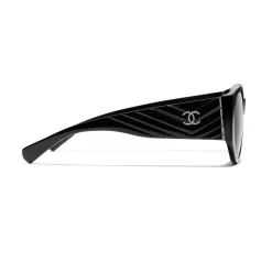 Chanel - Oval Sunglasses - Black Gray - Chanel Eyewear - Avvenice