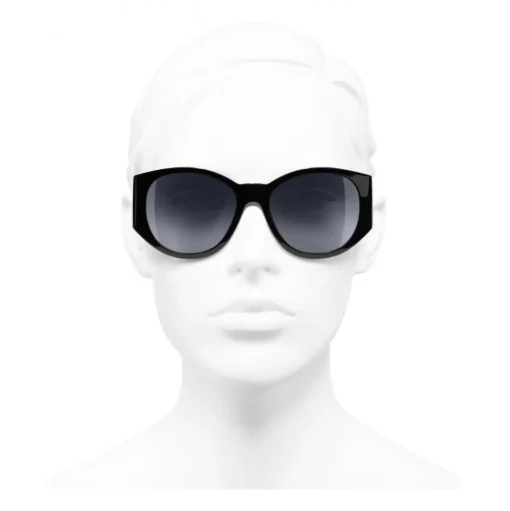 Chanel - Oval Sunglasses - Black Gray - Chanel Eyewear - Avvenice