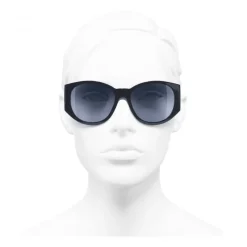 Chanel - Oval Sunglasses - Dark Blue - Chanel Eyewear - Avvenice