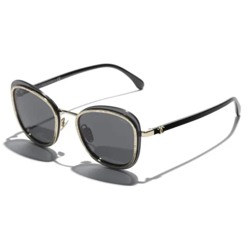 Chanel - Pantos Sunglasses - Black Gold Gray - Chanel Eyewear - Avvenice