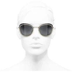 Chanel - Pantos Sunglasses - Black Gold Gray - Chanel Eyewear - Avvenice