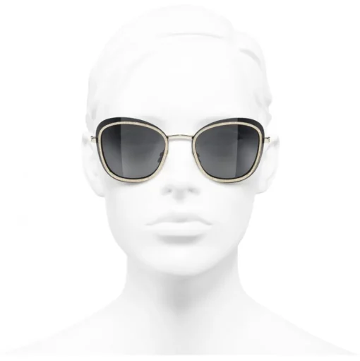 Chanel - Pantos Sunglasses - Black Gold Gray - Chanel Eyewear - Avvenice