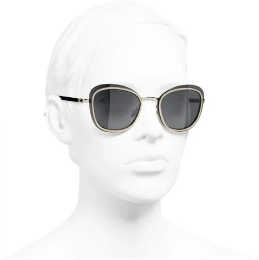 Chanel - Pantos Sunglasses - Black Gold Gray - Chanel Eyewear - Avvenice