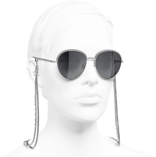 Chanel - Pantos Sunglasses - Silver Dark Gray - Chanel Eyewear - Avvenice