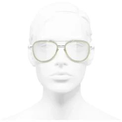 Chanel - Pilot Sunglasses - Silver Beige Transparent - Chanel Eyewear - Avvenice