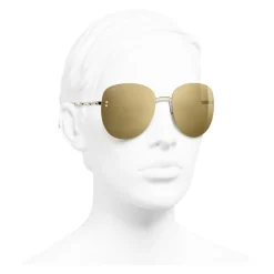 Chanel - Pilot Sunglasses - Gold Glitter - Chanel Eyewear - Avvenice