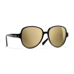 Chanel - Pilot Sunglasses - Black Gold Glitter - Chanel Eyewear - Avvenice