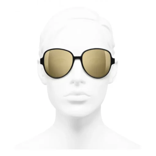 Chanel - Pilot Sunglasses - Black Gold Glitter - Chanel Eyewear - Avvenice
