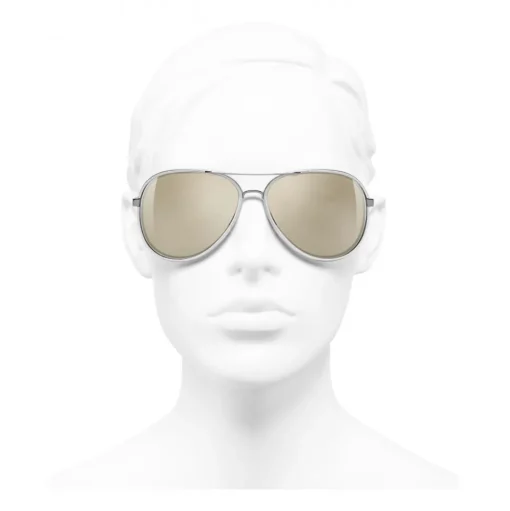 Chanel - Pilot Sunglasses - Silver White Gold - Chanel Eyewear - Avvenice