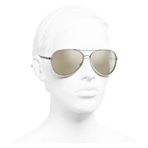 Chanel - Pilot Sunglasses - Silver White Gold - Chanel Eyewear - Avvenice