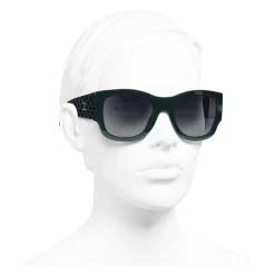 Chanel - Rectangle Sunglasses - Dark Green Gray Gradient - Chanel Eyewear - Avvenice