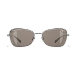 Chanel - Rectangle Sunglasses - Dark Silver Brown - Chanel Eyewear - Avvenice