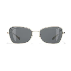 Chanel - Rectangle Sunglasses - Gold Gray - Chanel Eyewear - Avvenice